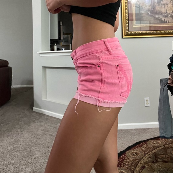 Pink Low Rose Jean Shorts - Picture 3 of 5